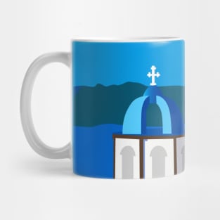 Santorini, Greece - retro travel poster Mug